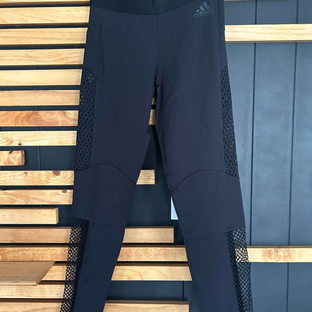 Adidas Kids Black Mesh Panel Leggings
